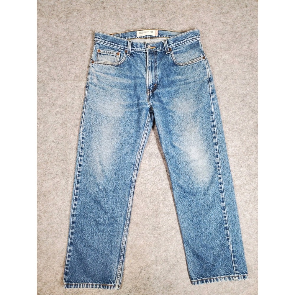 Vintage 505 Levis Jeans Mens 34x29 Blue Regular Good Fade Y2K Distressed